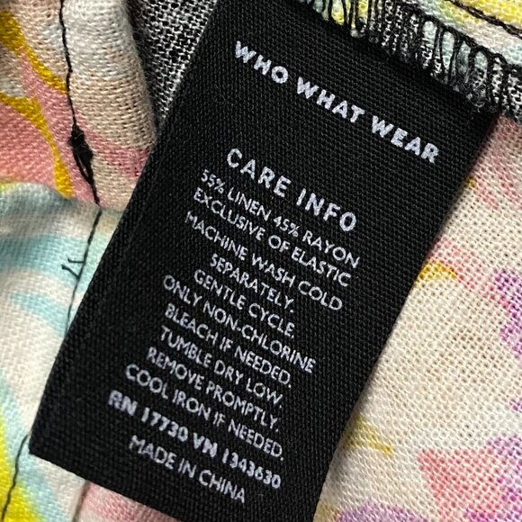 Who What Wear Floral Long Sleeve Cropped Peasant Blouse Size Medium Linen Blend - Picture 9 of 9